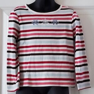 2/$12 - Little Girl's Striped Snowflake Tee